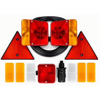 ZESTAW LAMP TYLNYCH DO PRZYCZEP + ODBLASKI WTYCZKA 7 PIN KABEL 5M